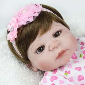 55cm Full Silicone Reborn Dolls Toys Doll Reborn 22inch Realistic Lifelike Girl Baby Doll Kids Toys Brinquedos