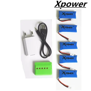 5pcs 3.7V 500mAh LiPo Battery With USB Charger Plug Hubsan H107 H107c H107P YD928 U816 Rc Wltoys H31 H37