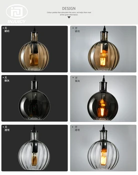 Nordic Simple Retro Colorful Glass LED Droplight Bar Cafe Restaurant Round Ball Glass Pendant Lamp Decorative Lighting