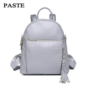 PASTE Fashion Brand Natural Genuine leather women backpack Beautiful leisure soft crocodile grain backpacks Multifunction