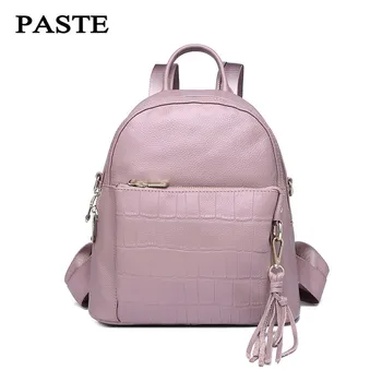 PASTE Fashion Brand Natural Genuine leather women backpack Beautiful leisure soft crocodile grain backpacks Multifunction