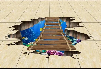 SeaWorld pontoon 3D floor Custom Photo self-adhesive 3D floor 3D stereoscopic wallpaper floor