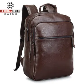 Men Leather Backpack For Laptop Male Business Mochilas Couro Masculina Motorcycle Back Pack Travel Rucksack School Book Bag 2016