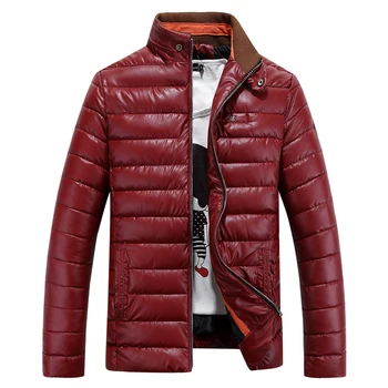 Mountainskin Men's Winter Jackets Men Casual Warm Parkas Male Thick PU Shiny Coats Stand Collor Slim Fit Brand Clothing,SA028