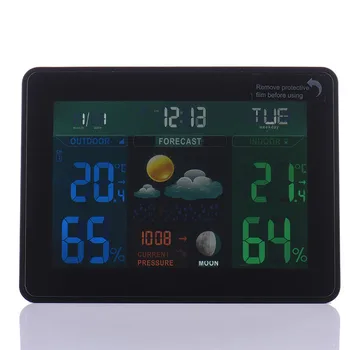 Wireless Color Weather Station In/Outdoor Forecast Temperature Humidity Alarm And Snooze EU US Plug Thermometer Hygrometer