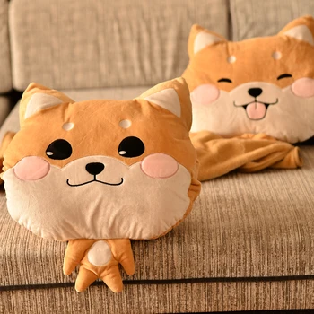 Candice guo plush toy stuffed doll cute tongue Shiba Japan Akita dog puppy pillow cushion hand warm blanket birthday gift 1pc