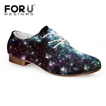 FORUDESIGNS Leisure Women Shoes Galaxy Star Space Oxford Shoes for Women Casual Flats Moccasins Oxfords Zapatos Mujer Plus Size
