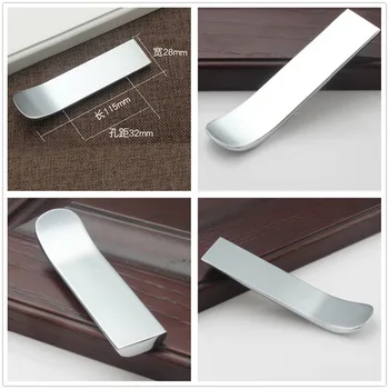 Length 115mm Hole Pitch 32mm rectangular shape black color zinc alloy furniture cabinet drawer hidden handle