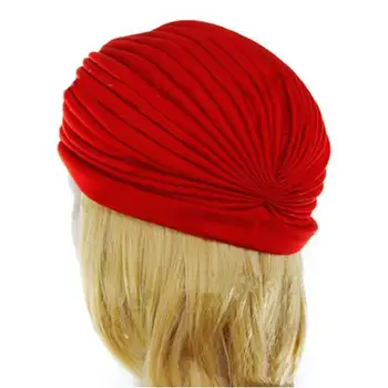 2017 New Fashion Women Soild Color Indian Turban Hats Caps For Ladies