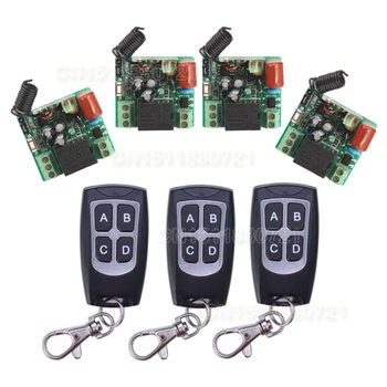 New AK-RK01S-220J 220V 1CH 10A RF Wireless Remote Switch System Receiver With Learning Button 3pcs Transmitter