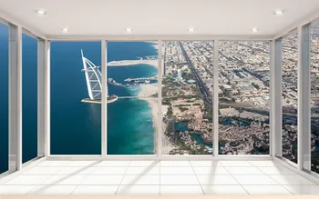 Wallpaper 3d stereoscopic Floor balcony views of Dubai Yacht Hotel wallpaper 3d mural Home Decoration