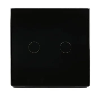 Crystal Glass Panel Touch Light Wall Switch 2 Gang With Remote Controller - black color