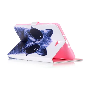 Fashion Butterfly Cat Pattern PU Leather Flip Case Funda For Samsung Galaxy Tab A 10.1 (2016) T580 SM-T580 Tablet Back Cover