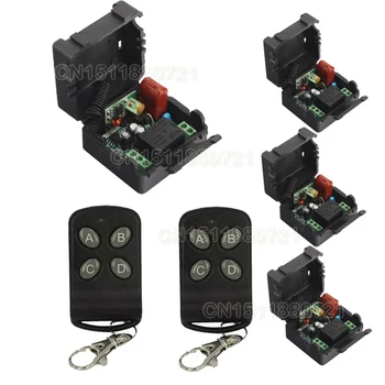 Remote Control Switches AC220V 1CH Lighting Switches LED Lamp ON OFF Remote Controller 4Receiver 2Transmitter 315/433 Learn Code