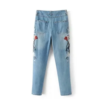 Jeans For Women Jeans With High Waist Jeans Woman Vintage Flower Embroidery Women Jeans Femme Washed Casual Pencil Pants