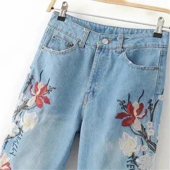 Jeans For Women Jeans With High Waist Jeans Woman Vintage Flower Embroidery Women Jeans Femme Washed Casual Pencil Pants
