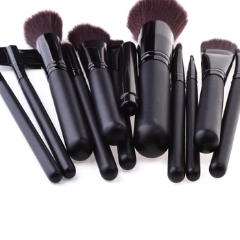 12pcs synthetic hair cosmetic brushes + brush holder cup case professional makeup blusher foundation powder eyeshadow brush set