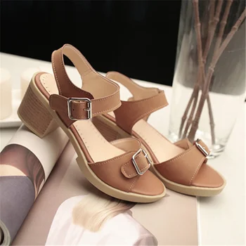 MEMUNIA 2017 high heels sandals women new arrive square heels buckle summer shoes fashion party shoes