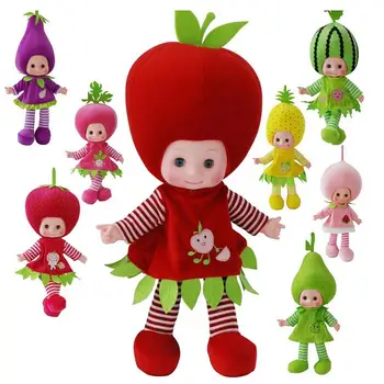 Vegetables fruit watermelon strawberry peach plush toy stuffed doll electrionc sing blink big head girl baby birthday gift 1pc