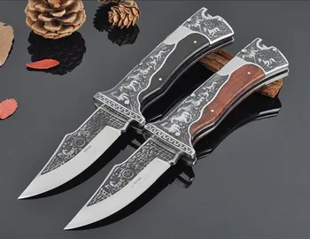 KESIWO Outdoor tactical folding knife Sharp handmade 440C blade Steel+Wood handle camping survival hunting knife utility knife