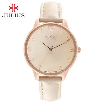 Top Julius Lady Woman Wrist Watch Elegant Simple Big Fashion Hours Korea Dress Bracelet Leather School Student Girl Gift