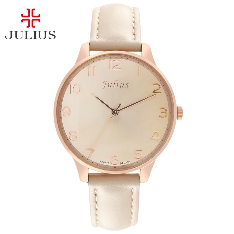 Top Julius Lady Woman Wrist Watch Elegant Simple Big Fashion Hours Korea Dress Bracelet Leather School Student Girl Gift