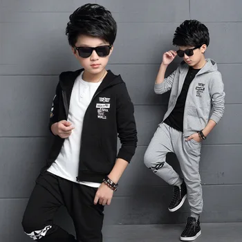 Boys Sports Suits Cotton Letter Clothing Sets For Boys Tracksuits Spring Autumn 3 4 5 6 7 8 9 10 11 12 13 14 years Kids Outfits