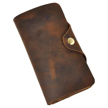 Cow genuine leather men wallet vintage long purse carteira male card holder purse large capacity clutch