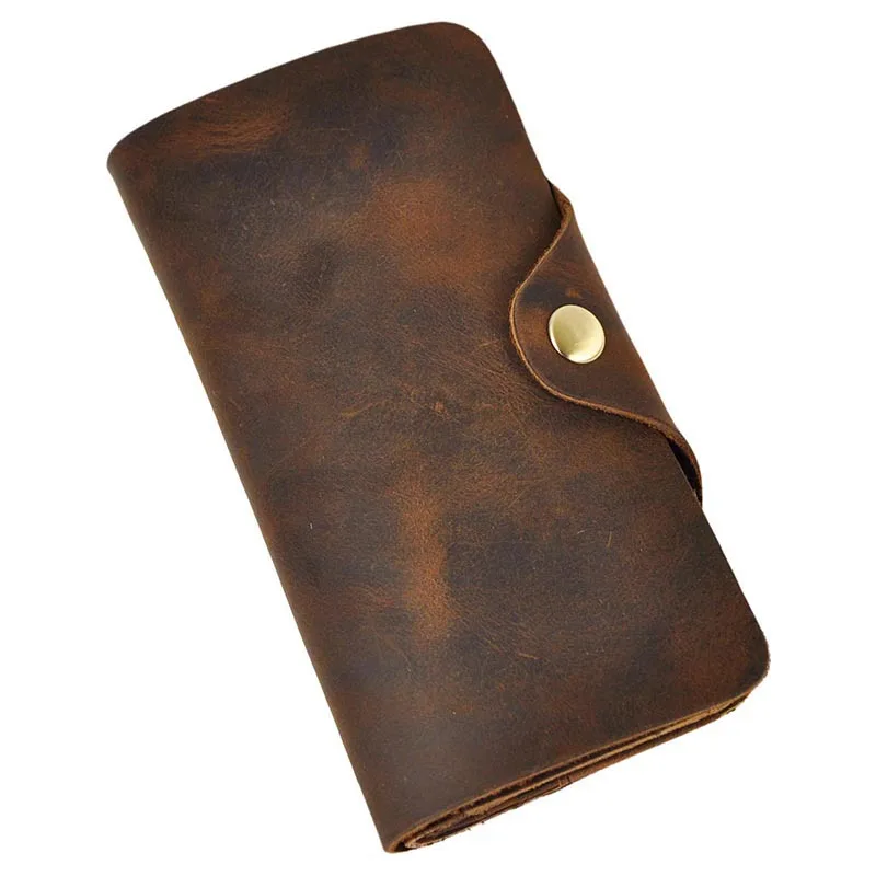 Cow genuine leather men wallet vintage long purse carteira male card holder purse large capacity clutch