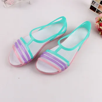 QPQ Women Sandals 2017 Summer New EVA Candy Color Peep Toe Stappy Beach Valentine Rainbow Croc Jelly Shoes Woman Wedges Sandals