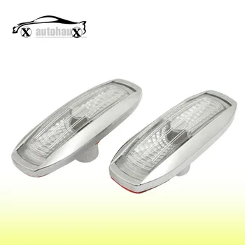 2 Pcs Silver Tone Clear Plastic Side Lamp Cover w Cable for Car Vehicle