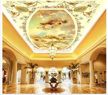 3d wallpaper 3d ceiling wallpaper murals royal angel hand-painted three-dimensional painting ceiling frescoes on the wallpaper