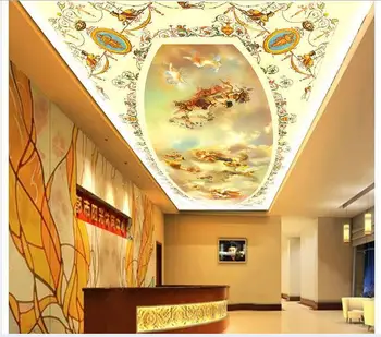 3d wallpaper 3d ceiling wallpaper murals royal angel hand-painted three-dimensional painting ceiling frescoes on the wallpaper