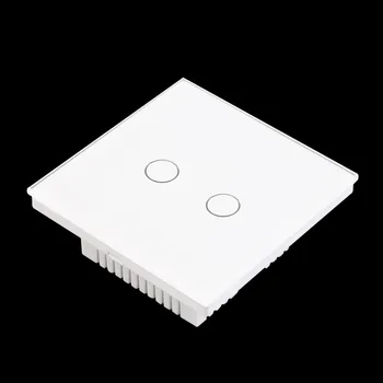 New arrived New White 90V~250V Crystal Glass Panel Touch Light 2 Gang Wall Switch