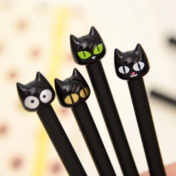 Cute Cartoon Kawaii Plastic Black Cat Gel pen for Kids Student Crative Gift Korean Stationery 289