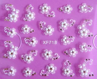 DIY Nail Beauty Materials 3D White Flower Nail Sticker art decorations manicure adesivo de unha unhas nail tools XF718