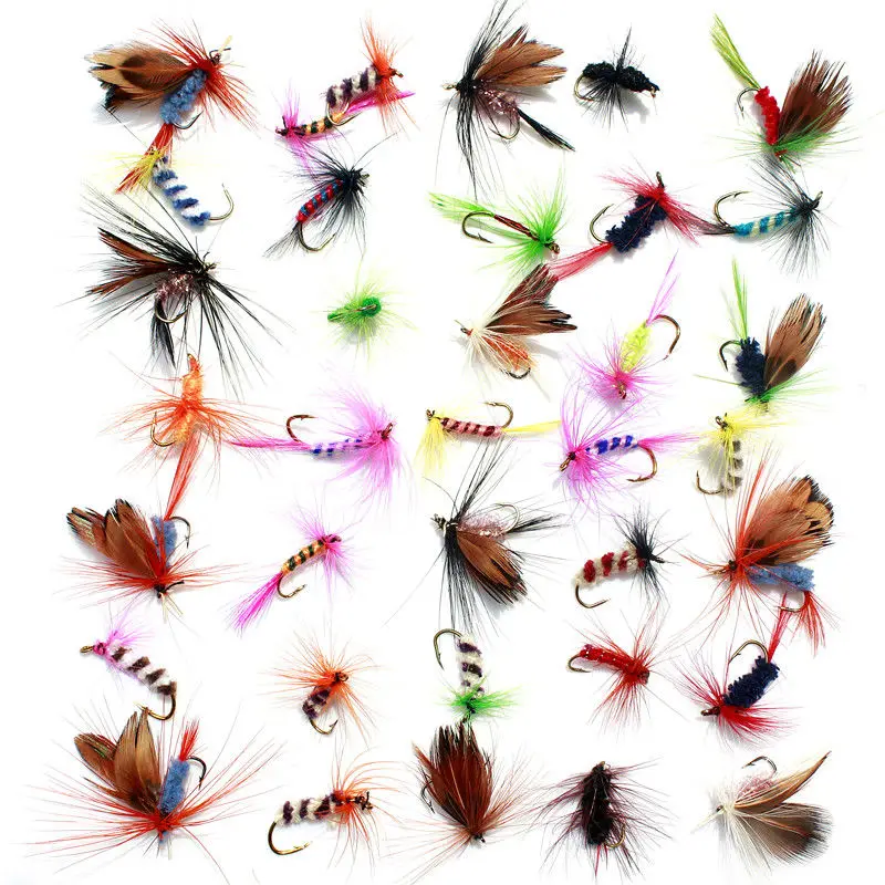 Attractive 36pcs Lure Fly fishing Hooks Butterfly Insects Style Salmon Flies Trout Single Dry Fly Fishing Lure Fishing Tackle