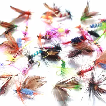 Attractive 36pcs Lure Fly fishing Hooks Butterfly Insects Style Salmon Flies Trout Single Dry Fly Fishing Lure Fishing Tackle