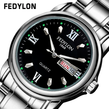 Relojes Hombre 2016 Luxury Brand Watches Men Steel Clock Men Day Date Waterproof Men's Watch Quartz Wrist Watches For Men 0309