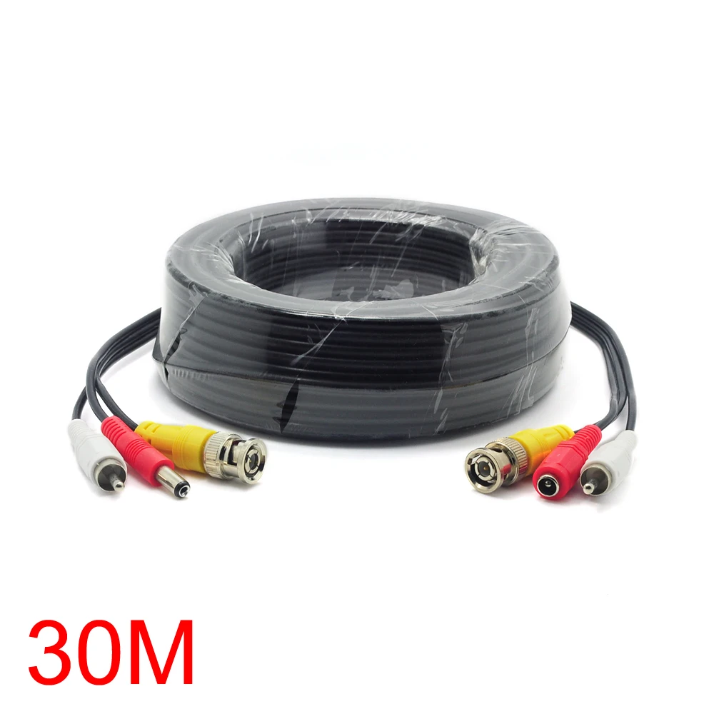 30M/98FT Cable BNC RCA DC Connector Video Audio Power Wire For CCTV Camera