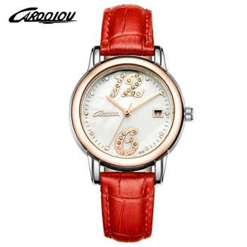 Luxury Brand Genuine Leather Quartz Women Watch Fashion Ladies Watch 50m Waterproof Calendar Wristwatches For Women Montre Femme