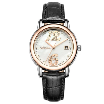 Luxury Brand Genuine Leather Quartz Women Watch Fashion Ladies Watch 50m Waterproof Calendar Wristwatches For Women Montre Femme