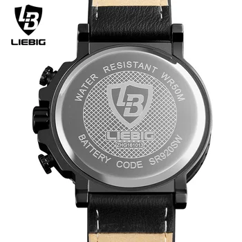 LIEBIG 1013 Mens Luxury Quartz Watches Men Fashion Sport WristWatch Leather Strap Chronograph Military Waterproof Watch Relogio