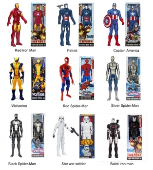 30cm Marvel Super Heros The Avengers Thor Iron Man Spider Man Captain American Wolverine PVC Toy Action Figure Model With Box