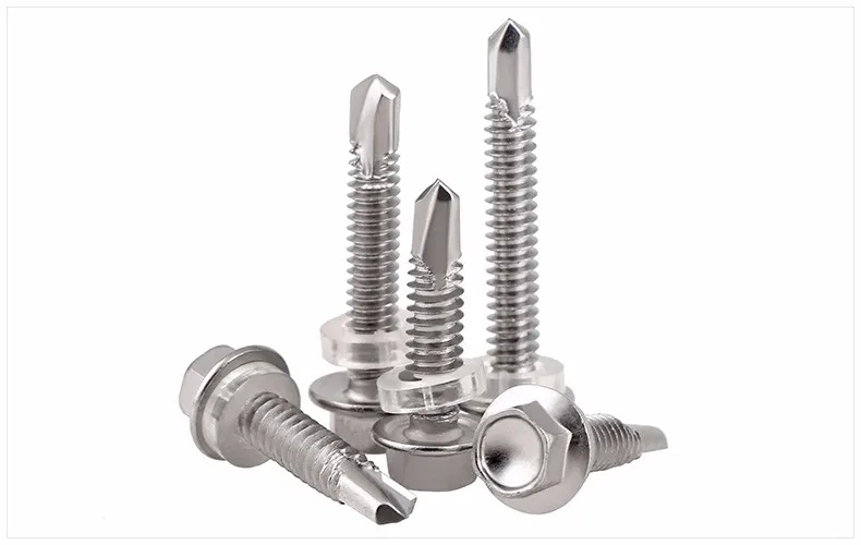 External hex head self-tapping screws Cut-off Slotted 410 stainless steel M5.2 screws without washer
