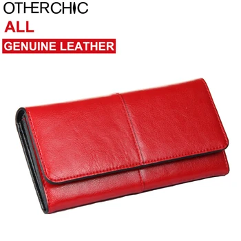OTHERCHIC Ladies Women Wallets Genuine Leather Purses Long Wallet Woman Elegant Female Red Women's Wallets Leather Wallet Purse