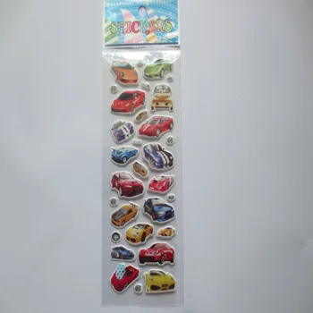 6 sheets/set cartoon car sticker 3D bubble stickers scrapbooking for kids Home decor Diary Notebook Label Decoration toy