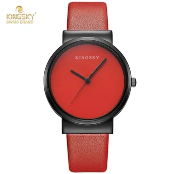 New Fashion Women Watches Kingsky Famous Brand PU Leather Strap Colorful Fashion Analog 8 Color Option Wristwatch