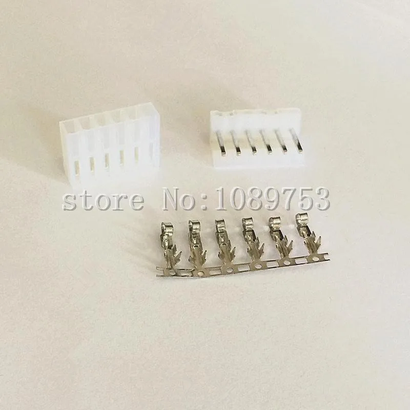 50sets/Lot CH 3.96mm 6 Pin Connector Kit Straight Pin Header+Terminal+Housing