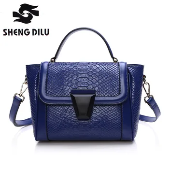 Genuine leather bag ladies 2016 crocodile pattern Women messenger bags handbags women famous brand designer fashion